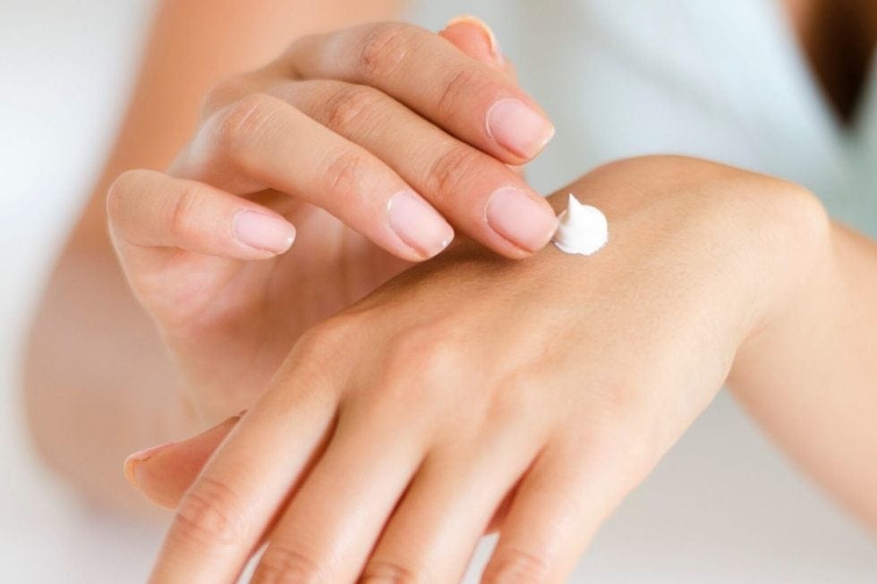 moisturizer on hands