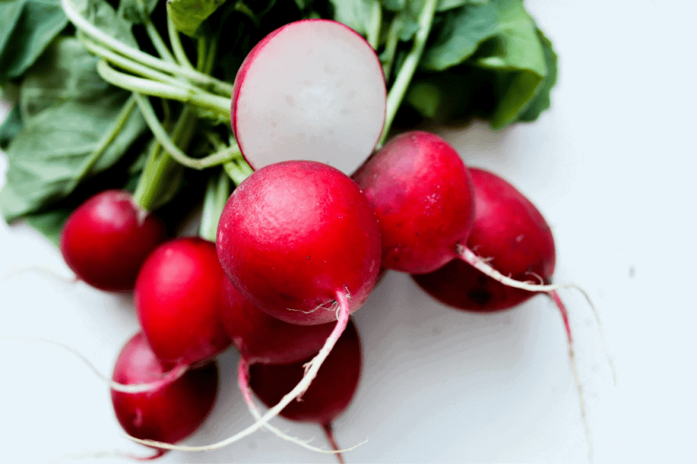 Radishes with tops