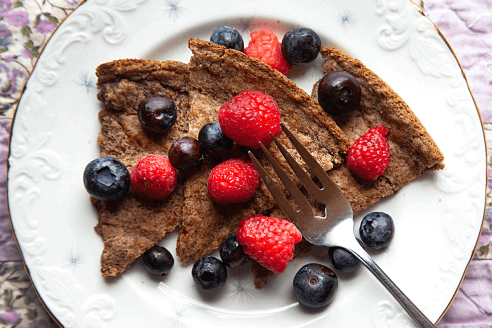 German Pancakes topped with berries