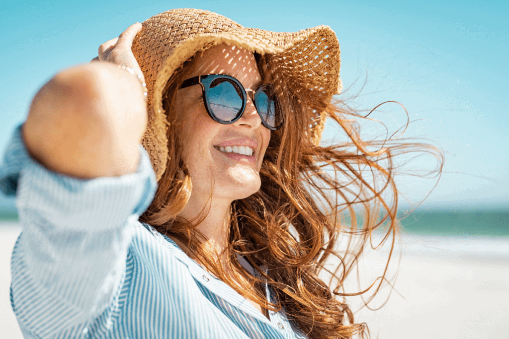 woman outside in the sun