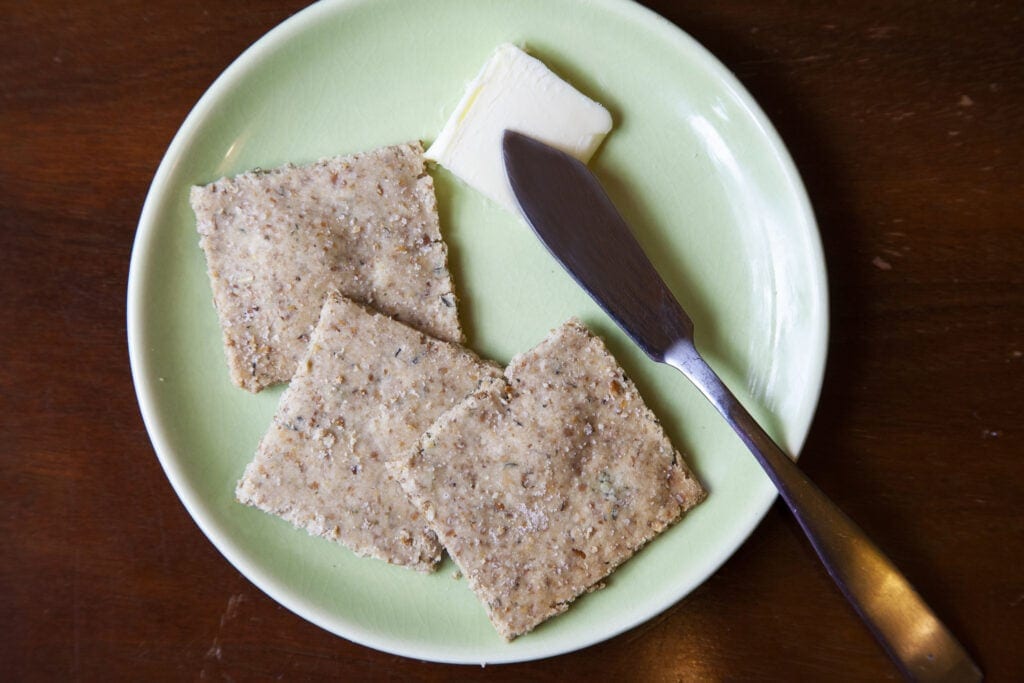 Cassava Crackers and Ghee on plate