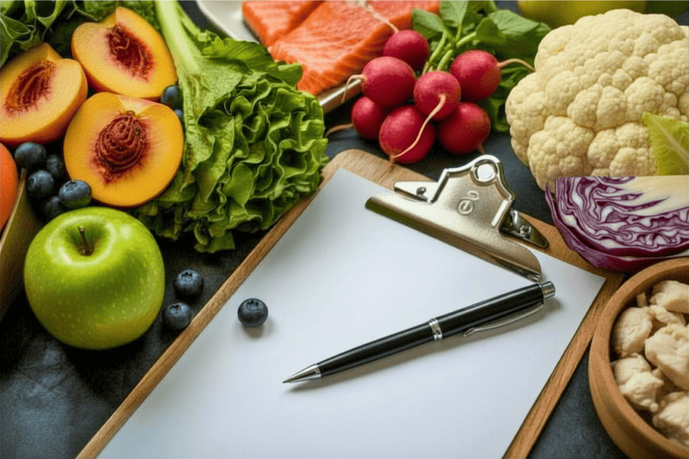 Low Histamine Meal Planning product, meat, and clipboard